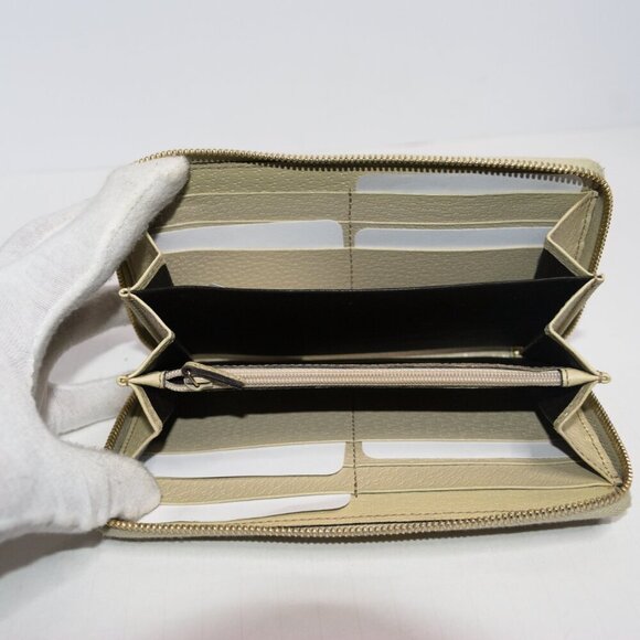 🤎GUCCI GG Beige/Off White Monogram Metal Bar Zip Around Long Wallet | PRELOVED! - Picture 14 of 16